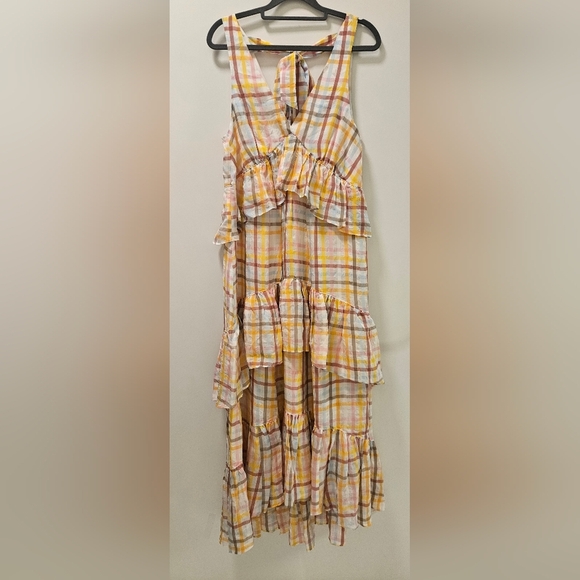Cinq a Sept Astor Plaid Print Long Dress Size 6 - Picture 5 of 12